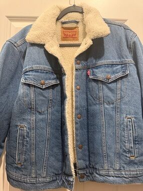 Levi's Light Blue Denim Sherpa Jacket with Cream Interior Lining